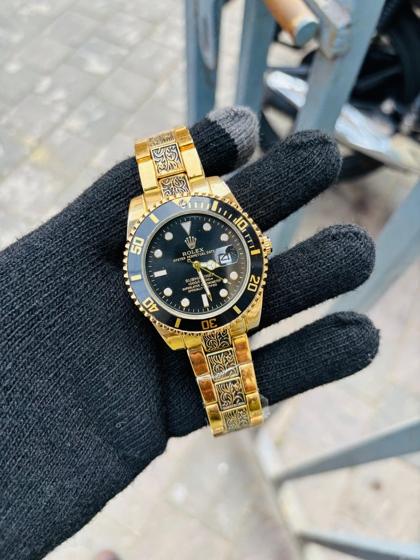 Rol-ex One of The Most Black Dial Handmade Watch For Men's
