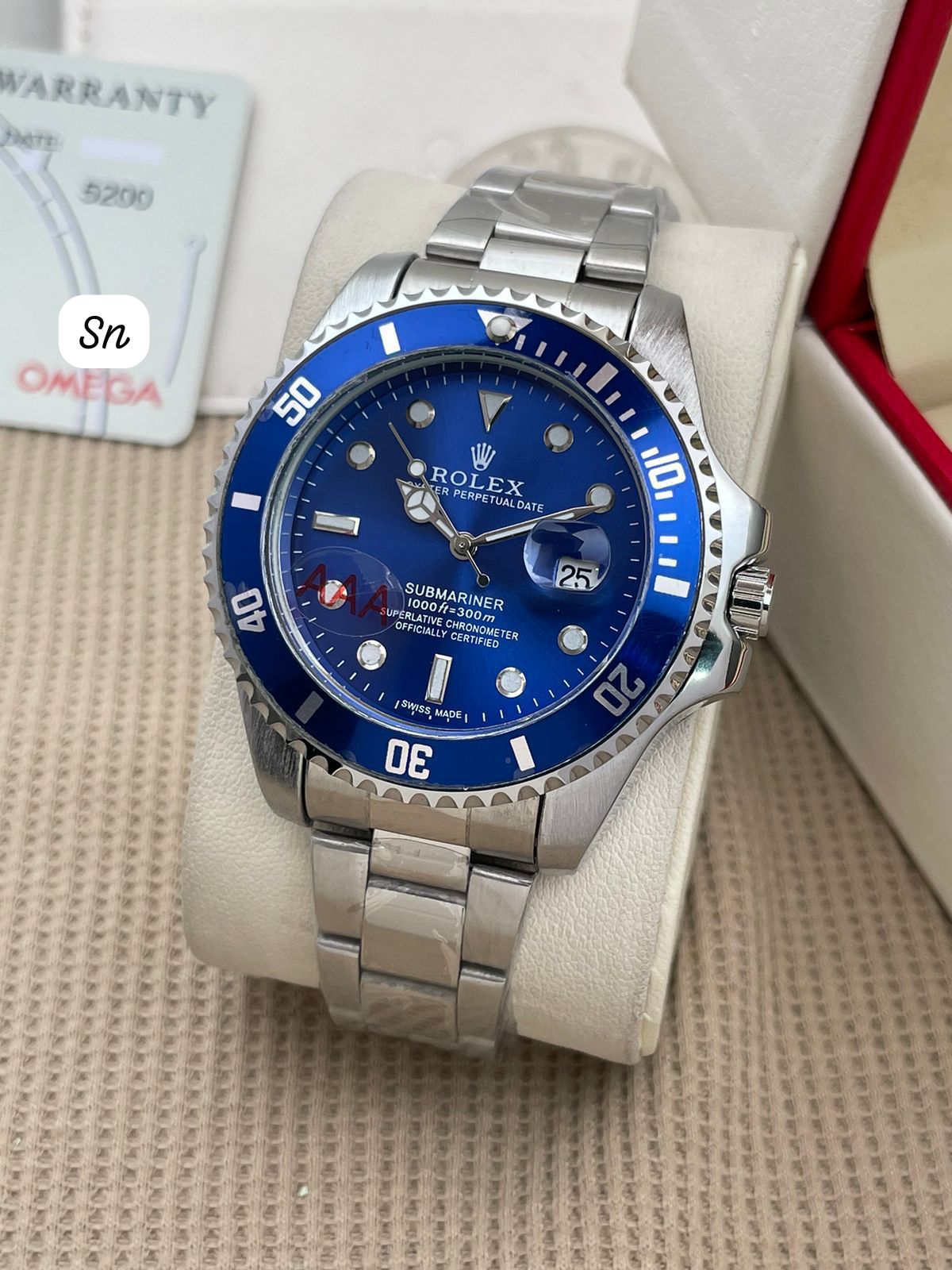 Rol-ex Submariner Quartz Blue Dial Watch For Him