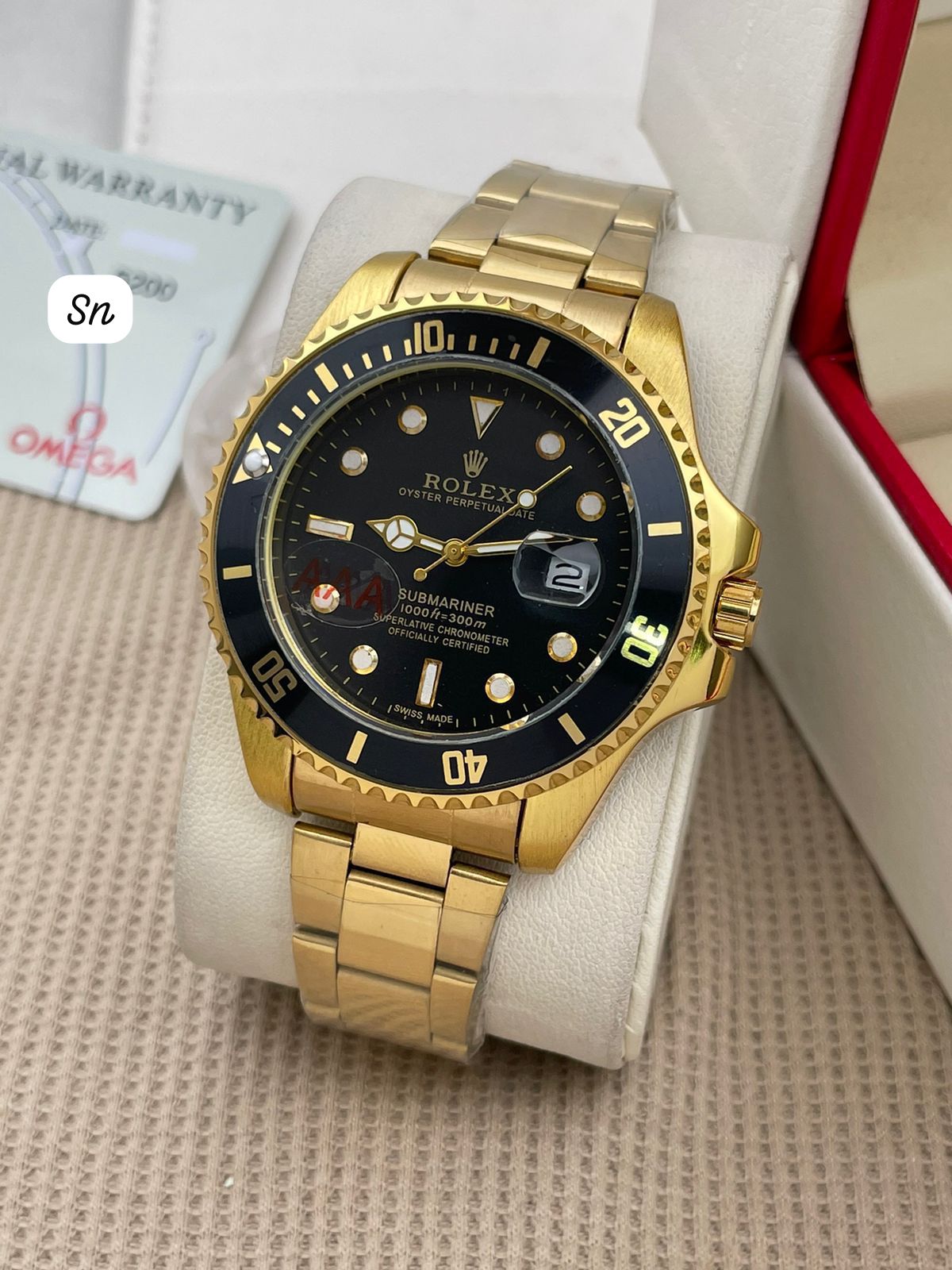Rol-ex Submariner Quartz Black Dial Watch For Him