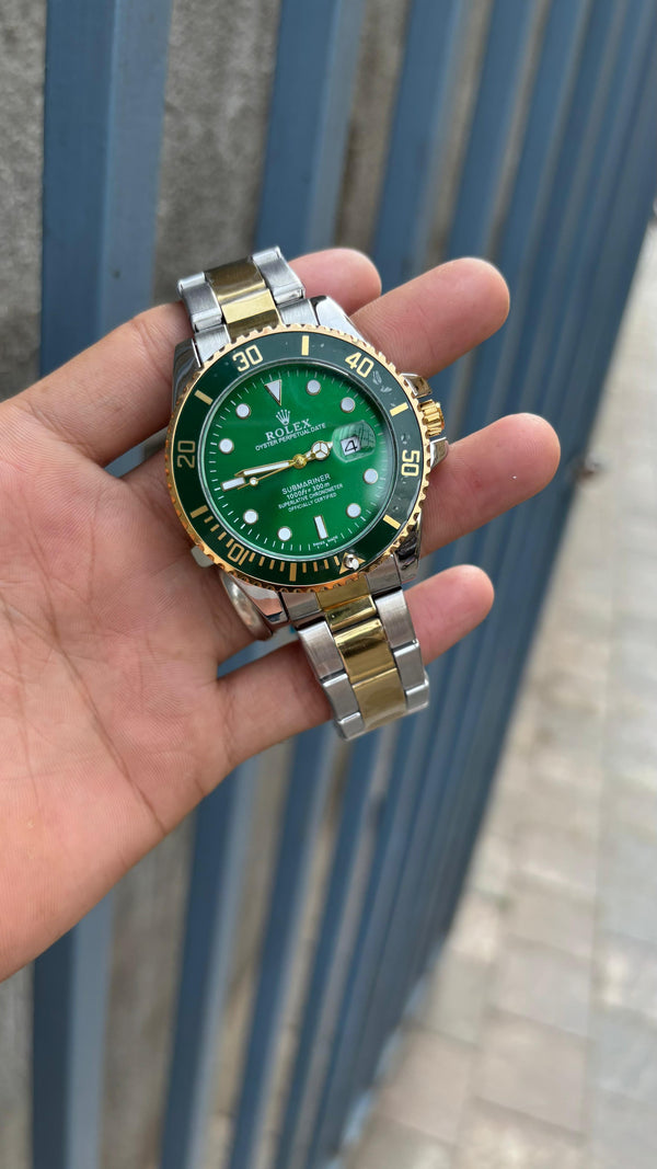 Rol-ex Submariner Quartz Green Dial Men's Watch