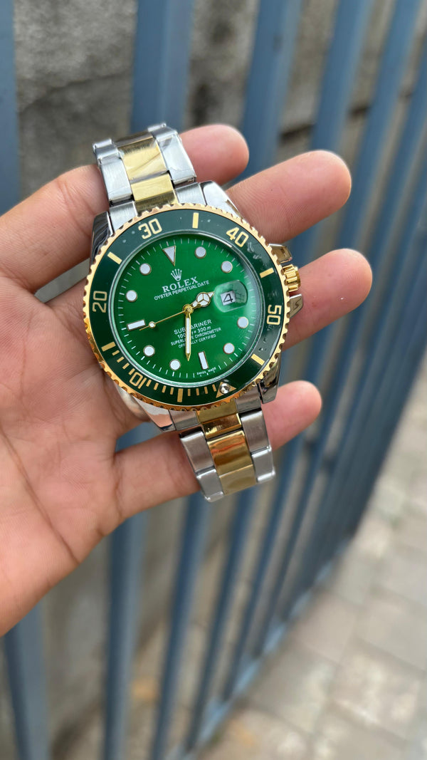 Rol-ex Submariner Quartz Green Dial Men's Watch
