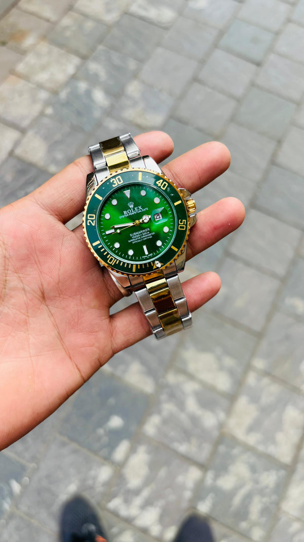 Rol-ex Submariner Quartz Green Dial Men's Watch