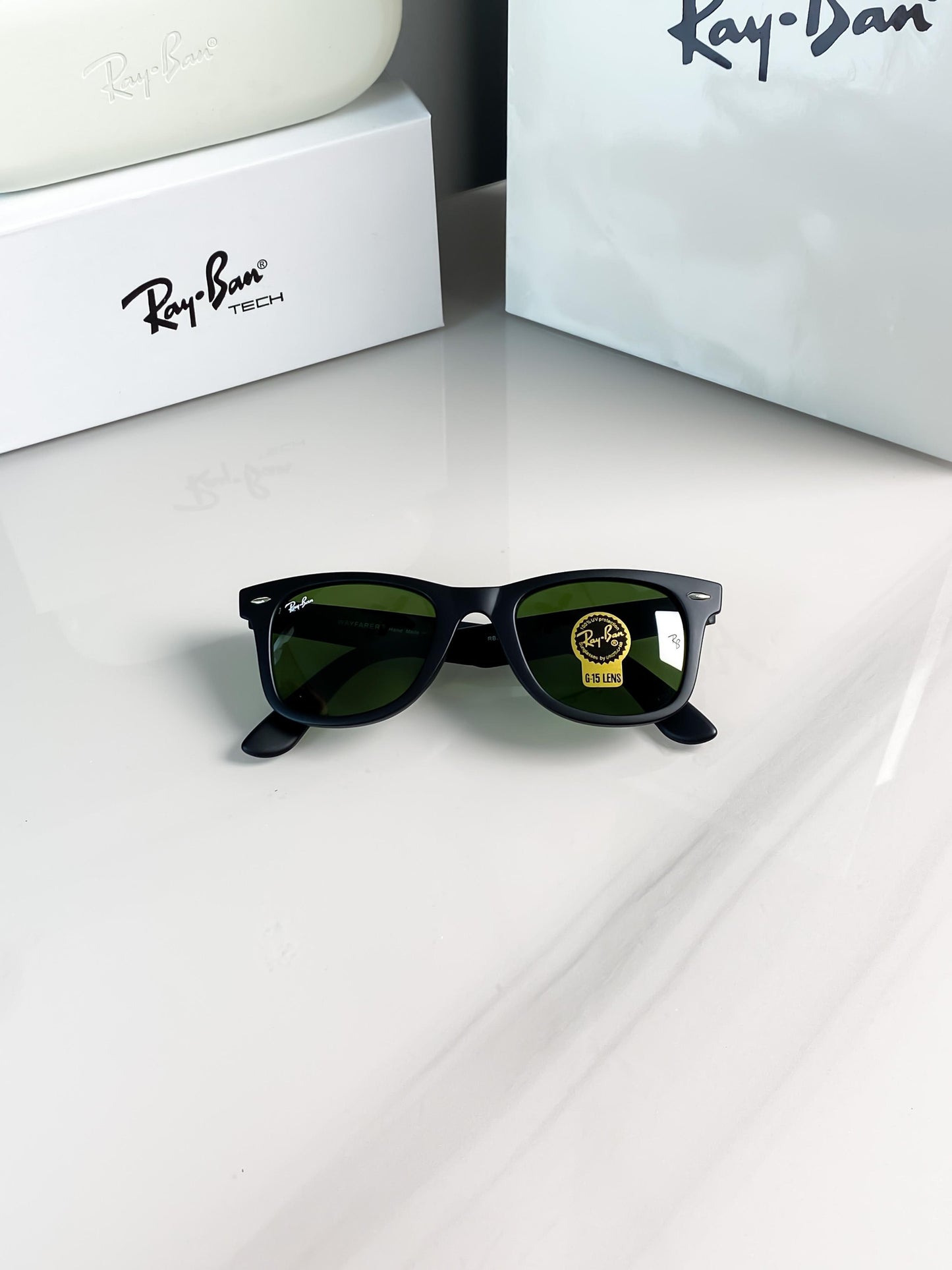 Ray Ban Green Shade And Black Wayfarer Sunglasses