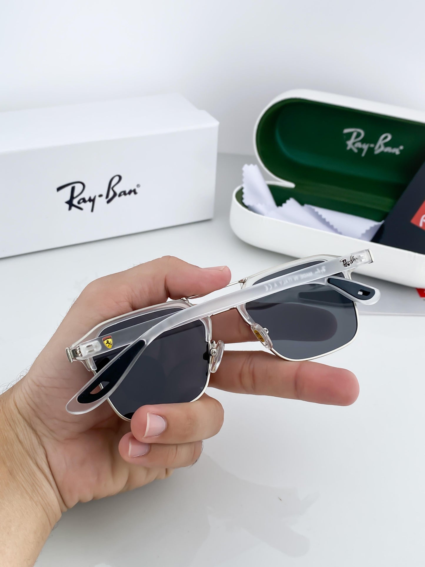 Branded Ray Ban White Frame Sunglasses