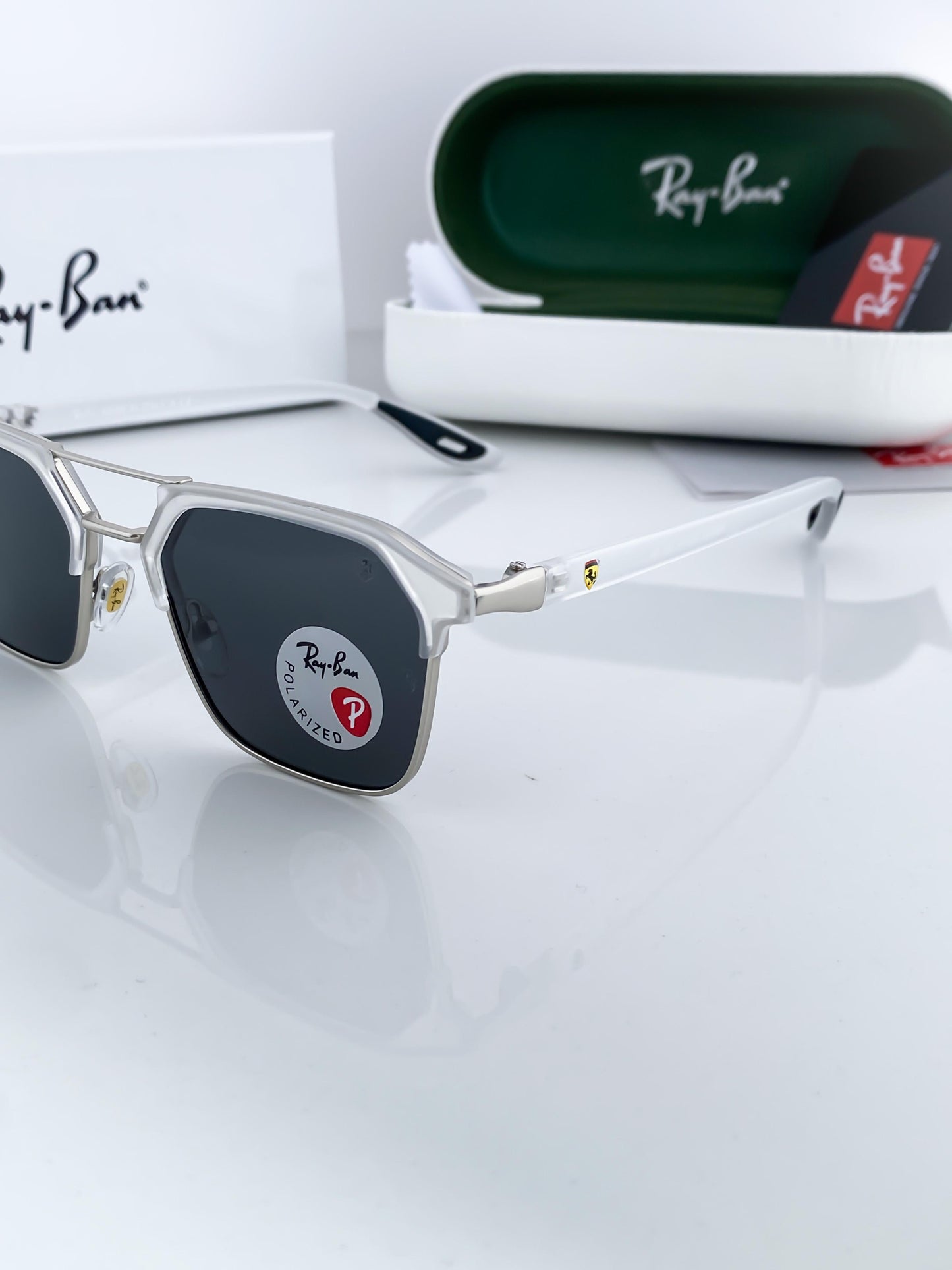 Branded Ray Ban White Frame Sunglasses