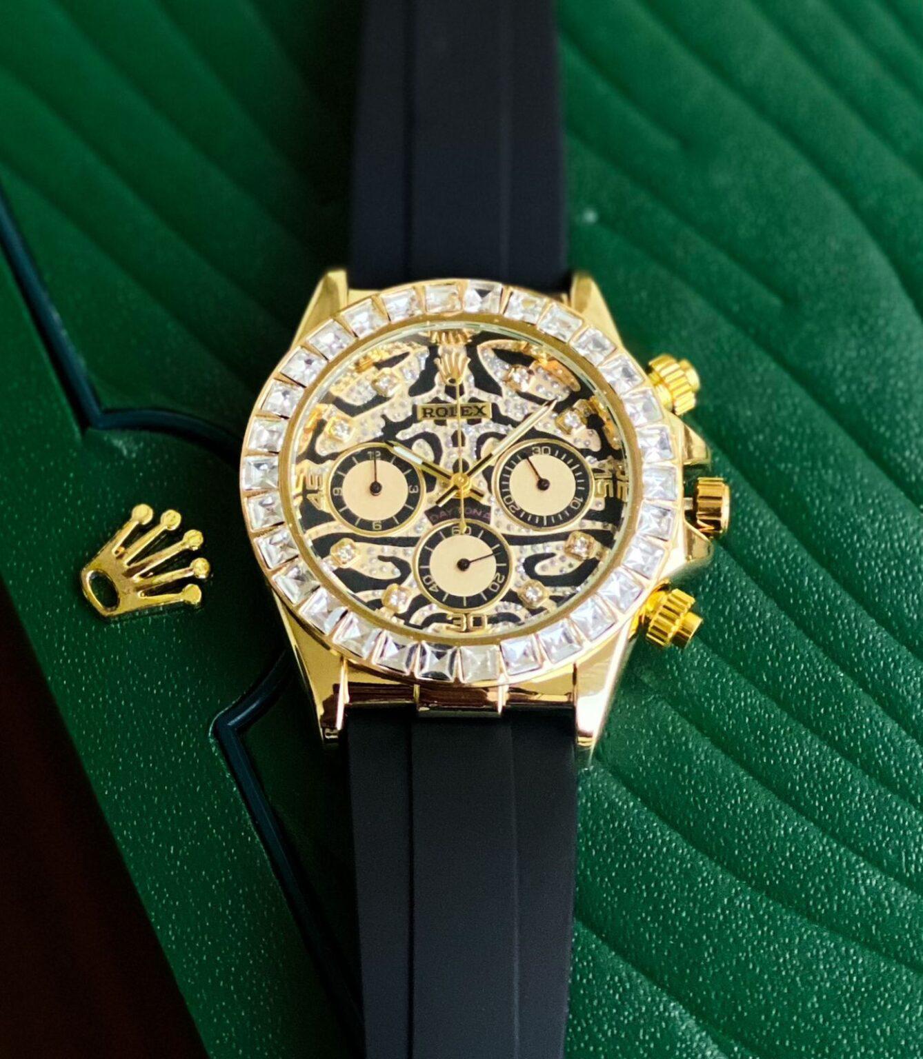 Rolex Tiger Eye Daytona Gold With Diamond Bezel Dial Men’s Watch