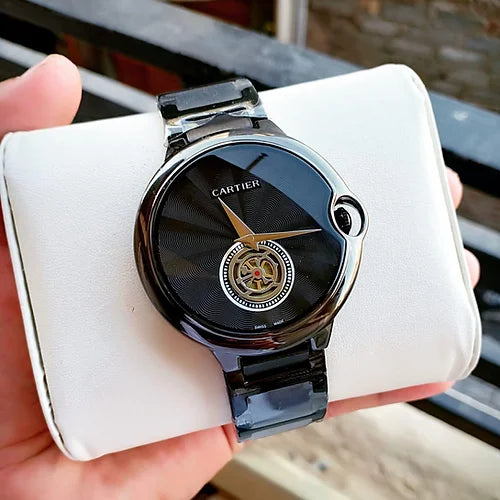 Ca rtier Black And Glass Analog Watch For Men