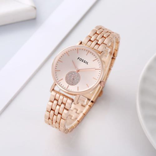 Fossil Luxury Rose Gold Dial Analog Watch For Women's