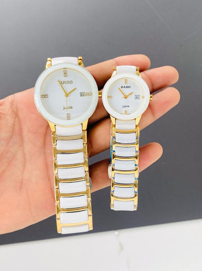 Rado Gold White Ceramic For Couple Watch