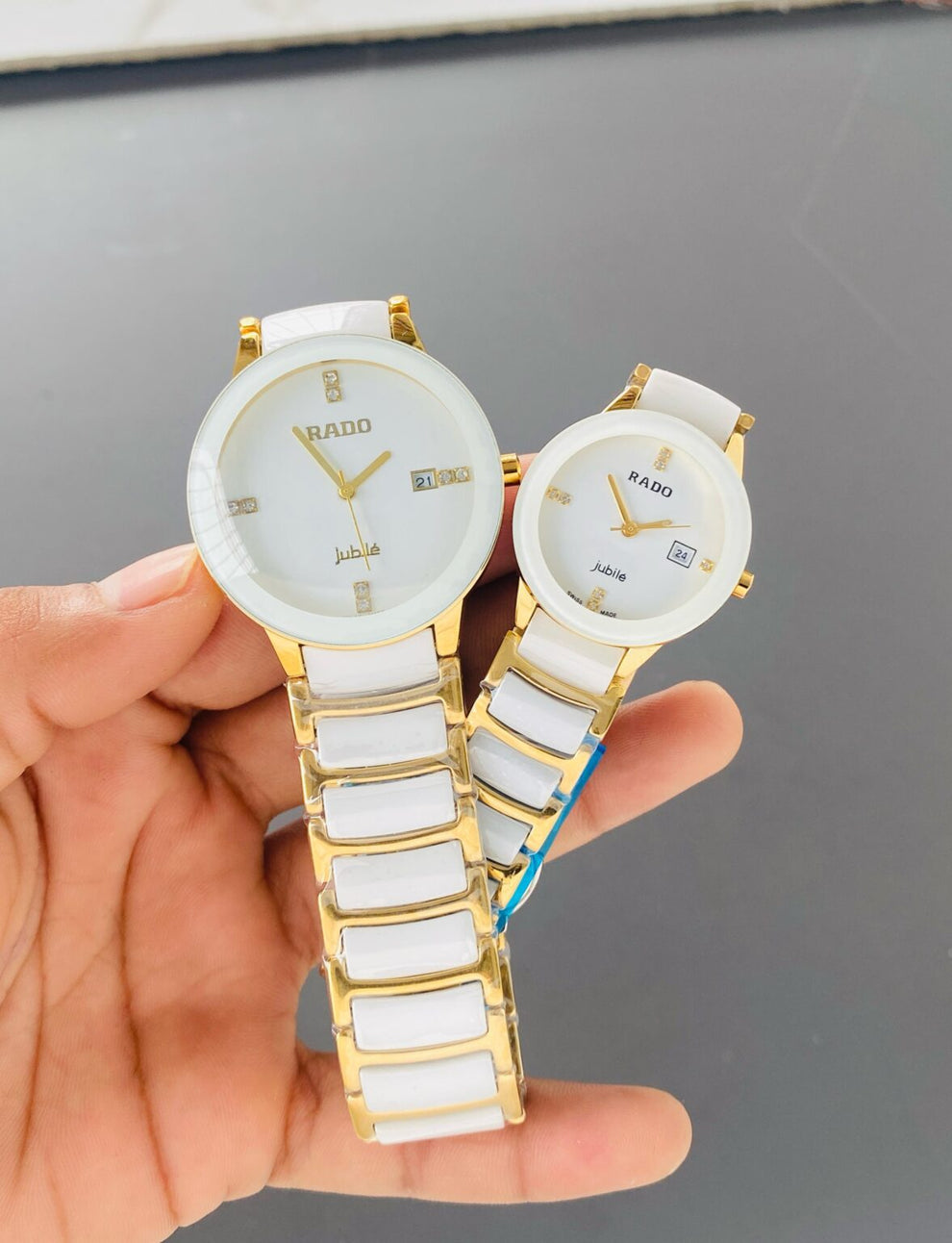 Rado Gold White Ceramic For Couple Watch