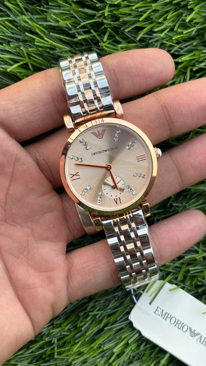 Emporio Armani Brown Dial Chronograph Watch For Women's