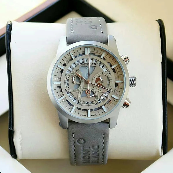 Mont Blanc M1122 Chronograph Grey Leather Men's Watch