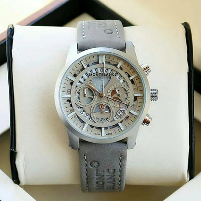 Mont Blanc M1122 Chronograph Grey Leather Men's Watch