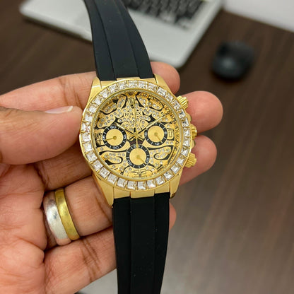 Rolex Tiger Eye Daytona Gold With Diamond Bezel Dial Men’s Watch