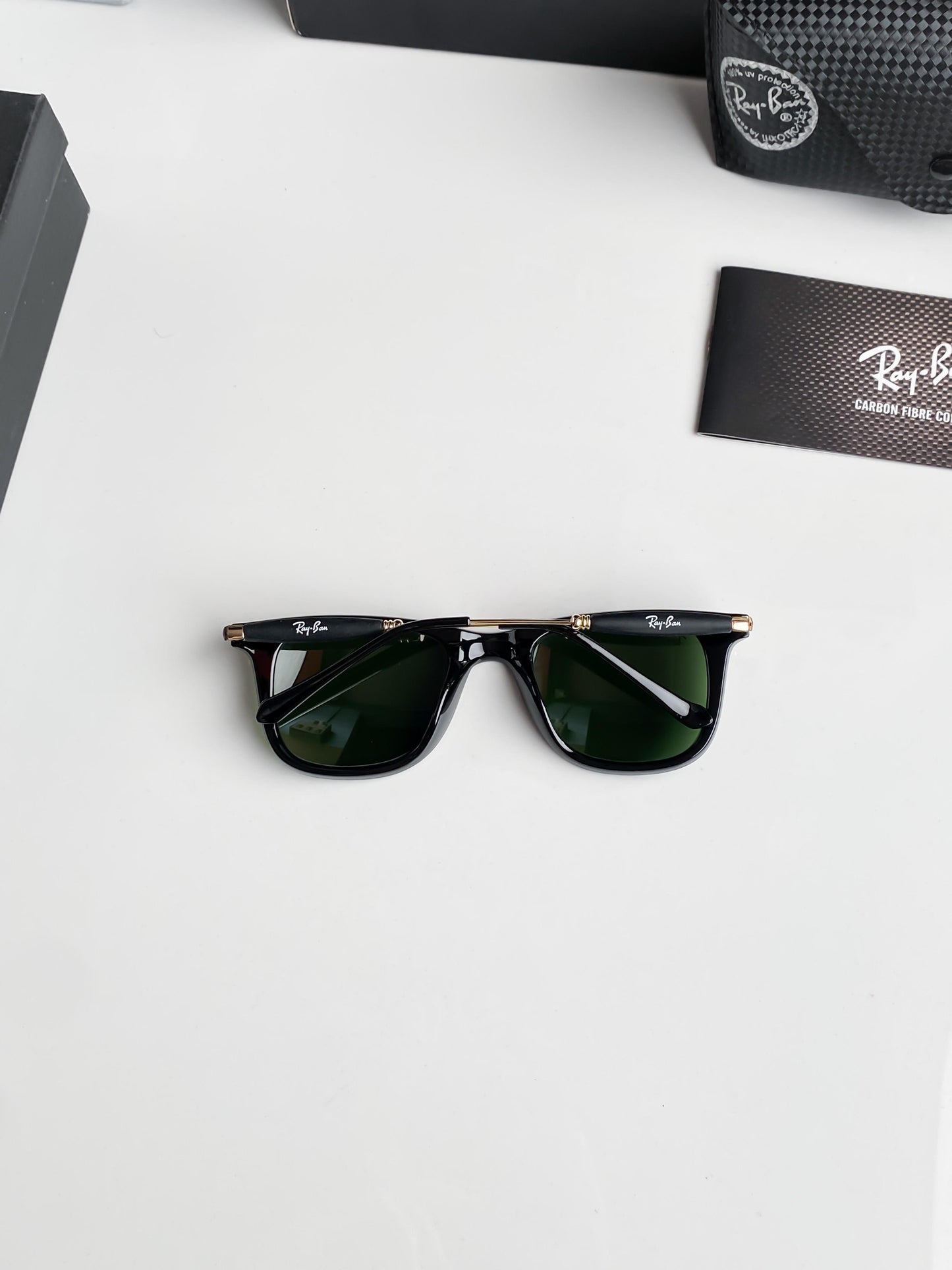Ray Ban Green Shade And Gold Sunglasses