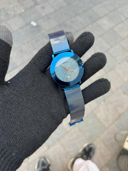 Rado Swiss Time Blue Round Dial Mens Analog Wrist Watch