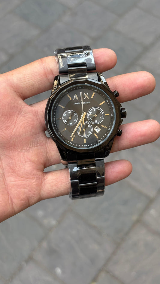 AX Black Chronograph Metal Belt Men's Watch