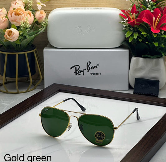 Ray Ban Green Shade Golden Frame Sunglasses