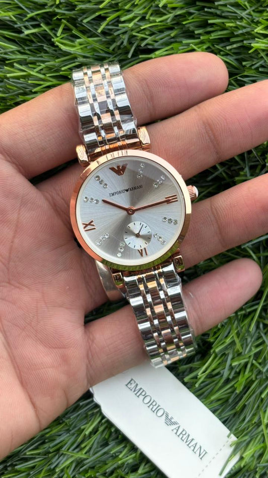 Emporio Armani Chronograph Silver Dial Watch For Women's