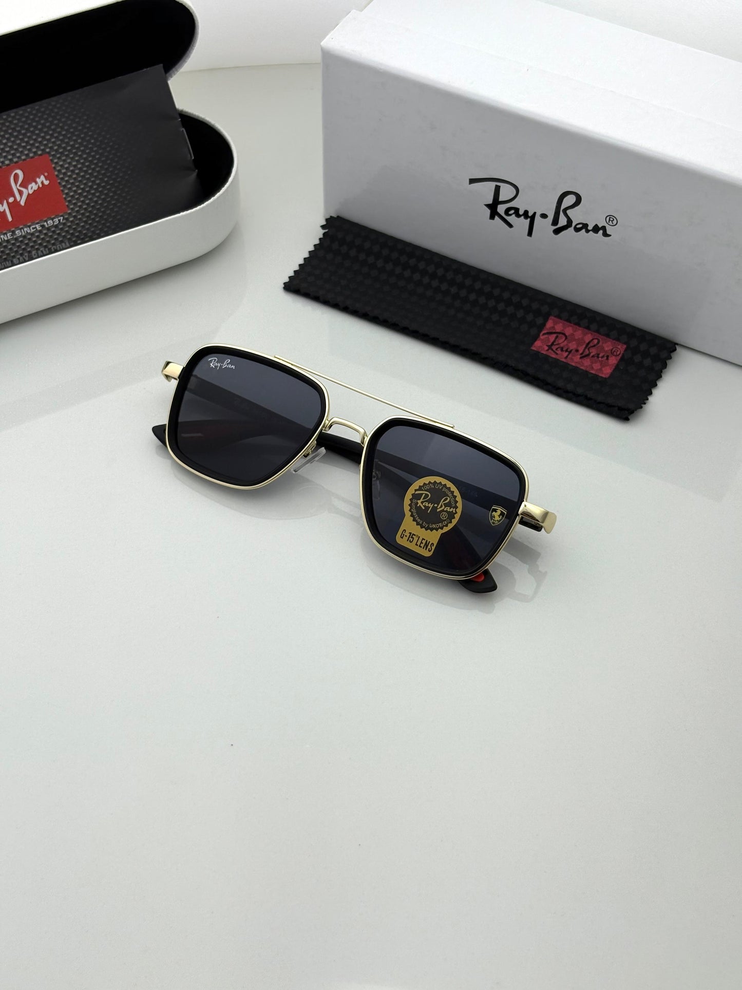 Affordable Black Shade And Gold Sunglasses