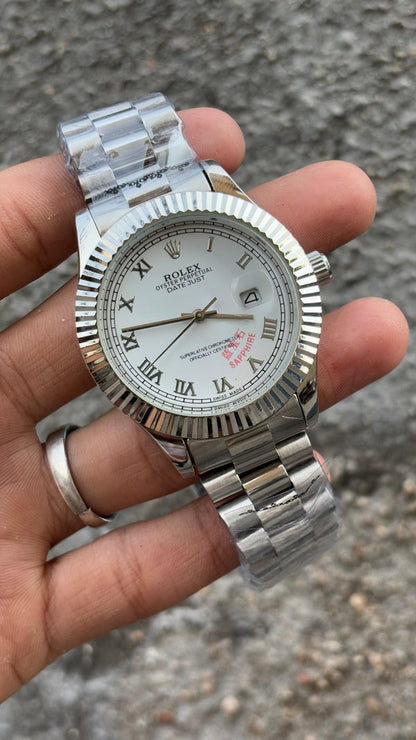 Rolex Datejust White Dial Roman Number Analog Men's Watch