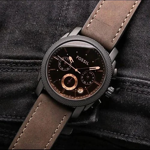 Fossil Brown Chronograph Leather Belt Watch For Men's