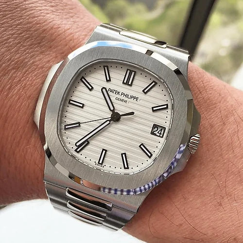 Patek Philippe White & Silver Dial Watch For Men