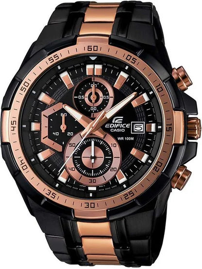 Casio Edifice Black And Rose Gold Chronograph Men's Watch