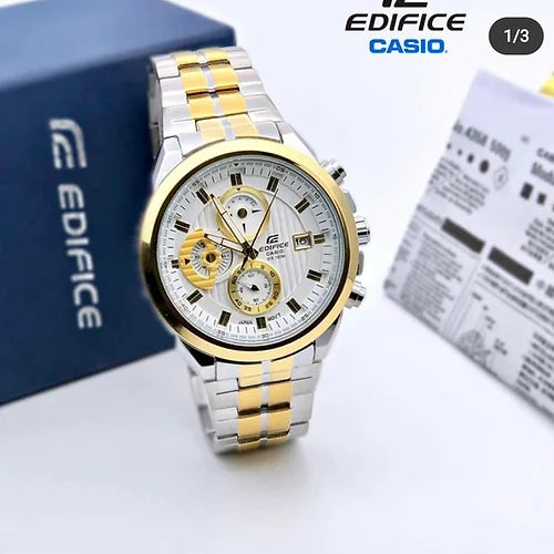 Casio Edifice Chronograph Men's Watch Silver Gold Metal ED426 Watch for Man 556S