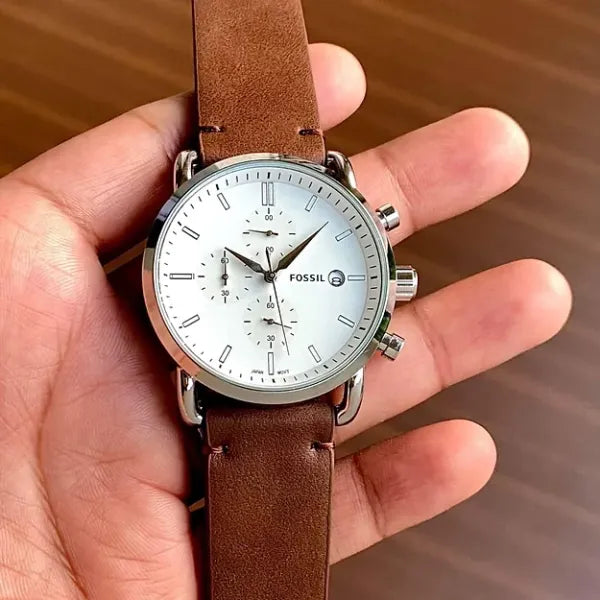 Fossil White-Silver Dial Chronograph For Men’s Watch