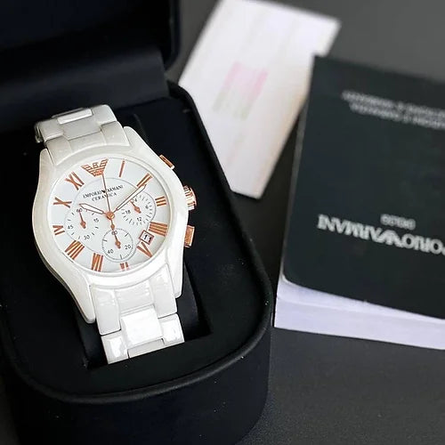 Emporio Armani ceramic White Metal Gold Analog Watch For Men