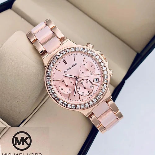 Michael Kors Pink Dial Metal Belt Women's Watch