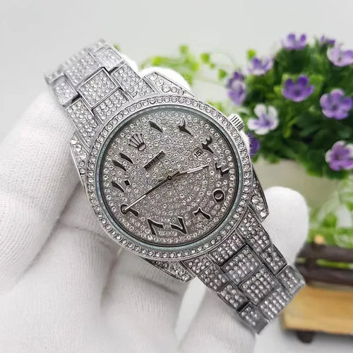 Rolex Men’s Analog Silver Numerals Diamond Watch