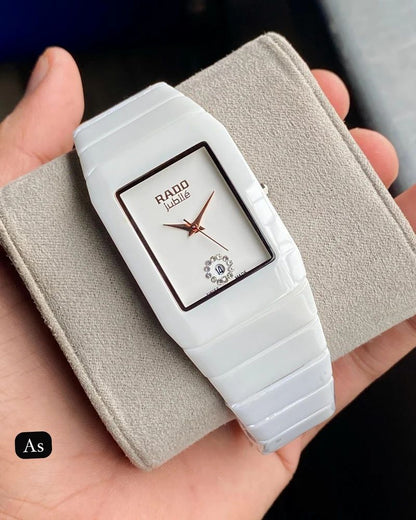 Rado Square White Dial Ciramic Belt Men's Watch