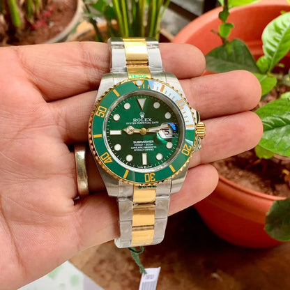Ro.lex Submariner Quartz Green Dial Men's Watch